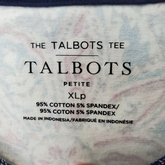 Talbots Petite Cotton/Spandex Pink/Blue Paisley Print Long Sleeve T-Shirt Sz XLP - Picture 3 of 5